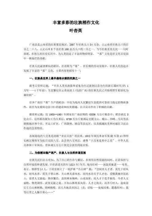 丰富多彩的壮族稻作文化