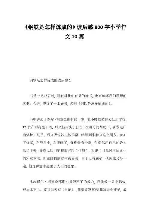 《钢铁是怎样炼成的》读后感800字小学作文10篇1