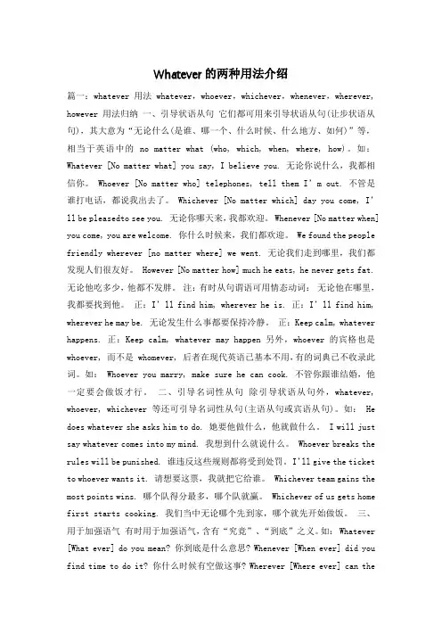 Whatever的两种用法介绍
