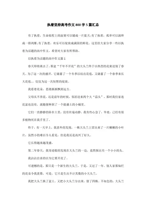 执着坚持高考作文800字5篇汇总