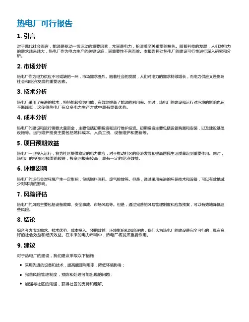 热电厂可行报告