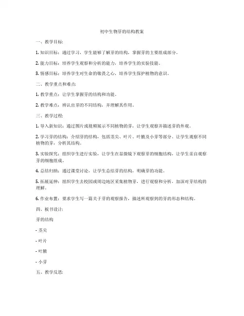 初中生物芽的结构教案