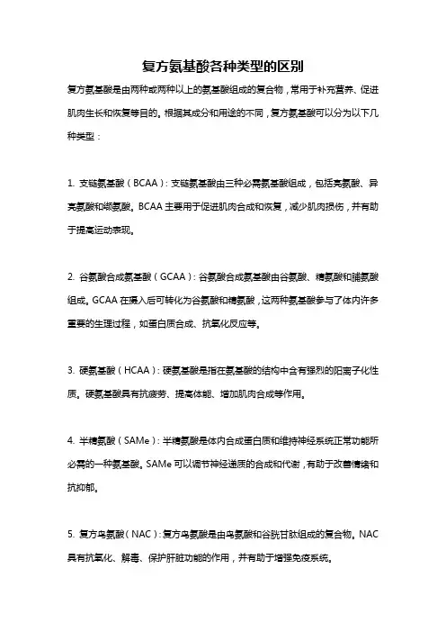 复方氨基酸各种类型的区别