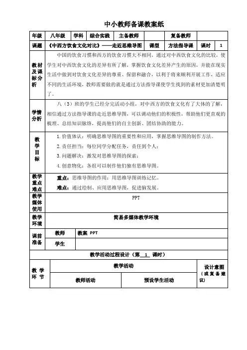 初中综合实践活动《业体验及其他活动  5.中西方餐饮文化对比》优质课教案_5