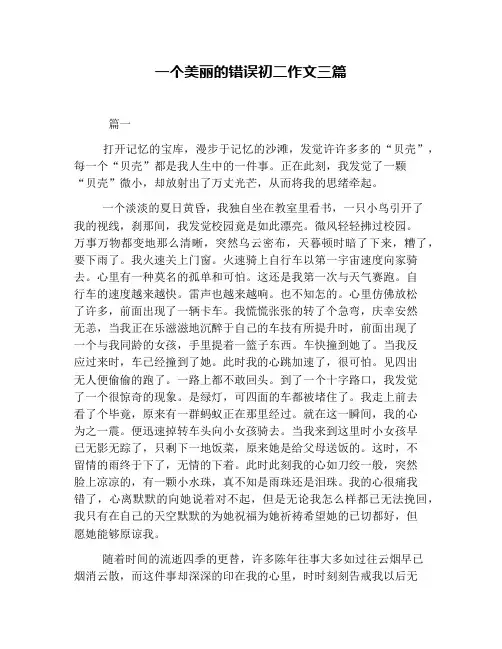 一个美丽的错误初二作文三篇