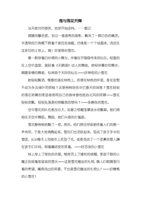 初二作文：我与雪花共舞作文600字