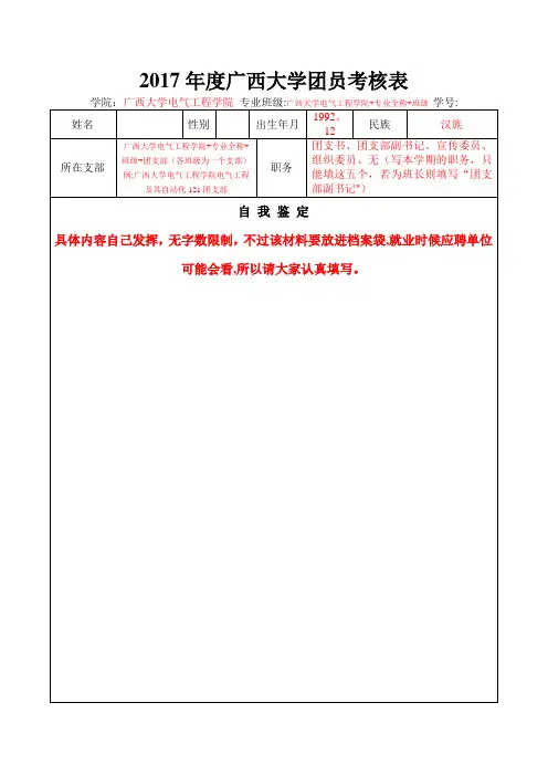 团员考核表-样本