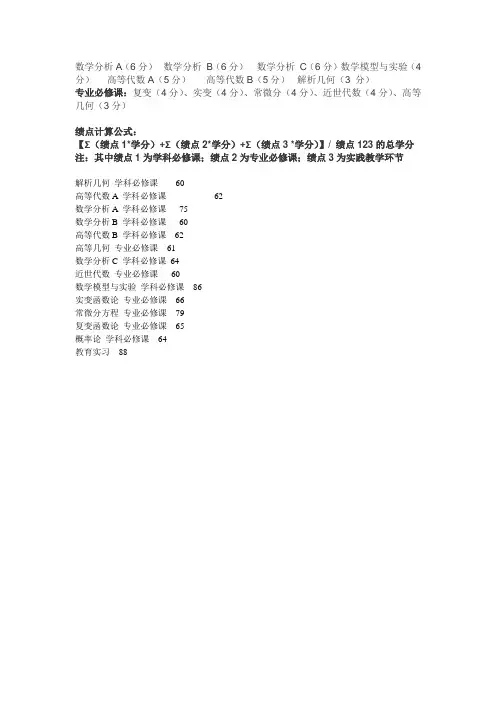 绩点计算公式