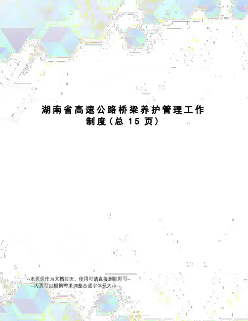 湖南省高速公路桥梁养护管理工作制度
