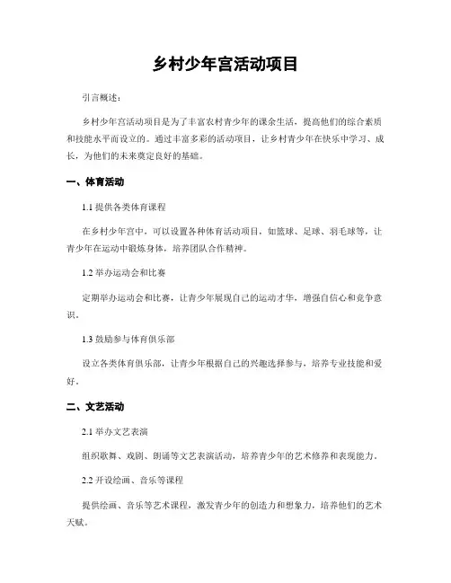 乡村少年宫活动项目