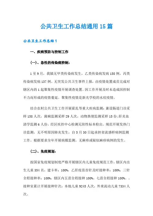 公共卫生工作总结通用15篇