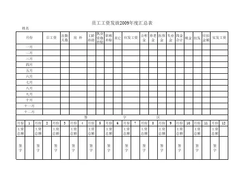 员工工资发放汇总表签字表