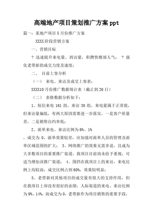 高端地产项目策划推广方案ppt