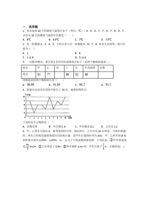 【人教版】八年级数学下期末模拟试卷(附答案)
