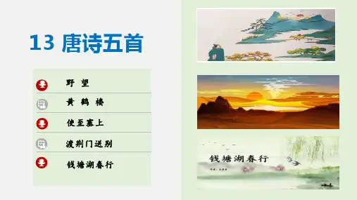 人教部编版八年级语文上唐诗五首(《野望》《黄鹤楼》《使至塞上》《渡荆门送别》《钱塘湖春行》)教学课件