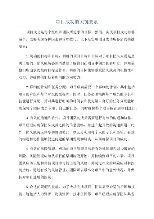 项目成功的关键要素