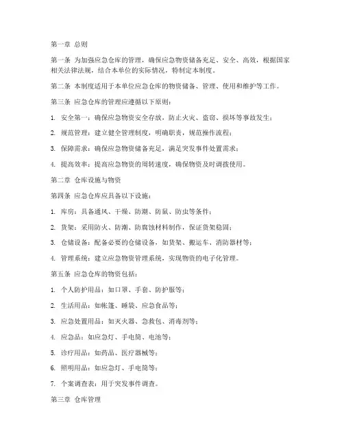 应急仓库管理制度范本