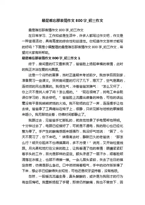 最是难忘那表情作文800字_初三作文