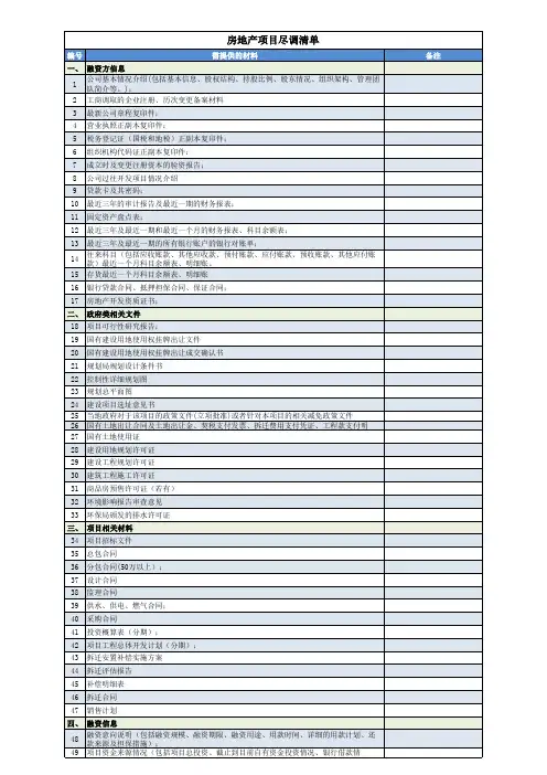 房地产尽调清单(最详细版)