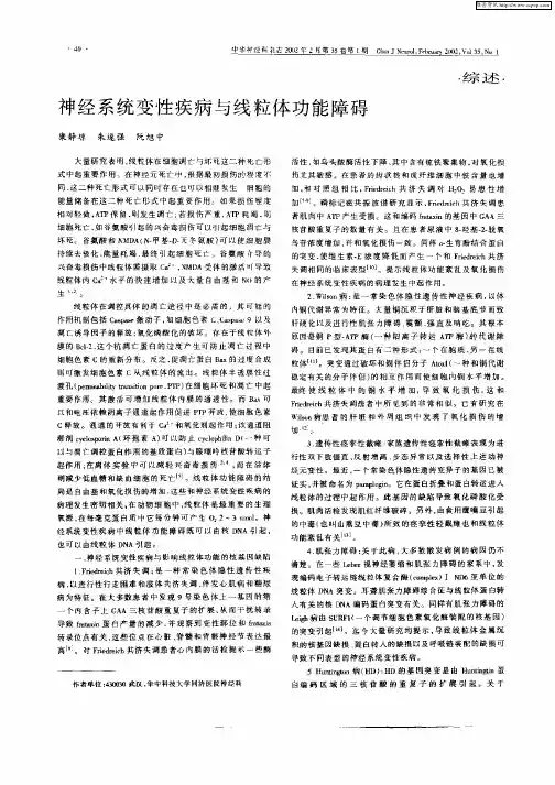 神经系统变性疾病与线粒体功能障碍