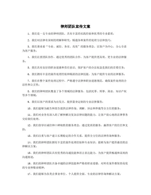 律师团队宣传文案