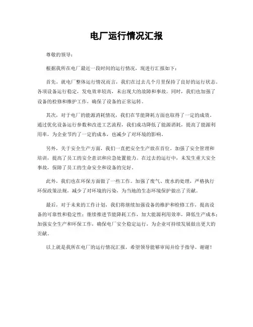 电厂运行情况汇报