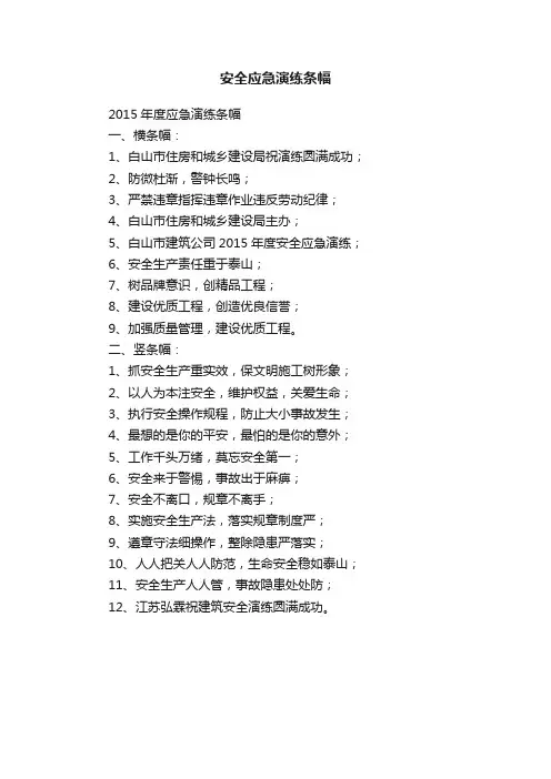 安全应急演练条幅