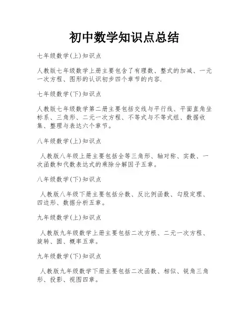 初中数学知识点总结