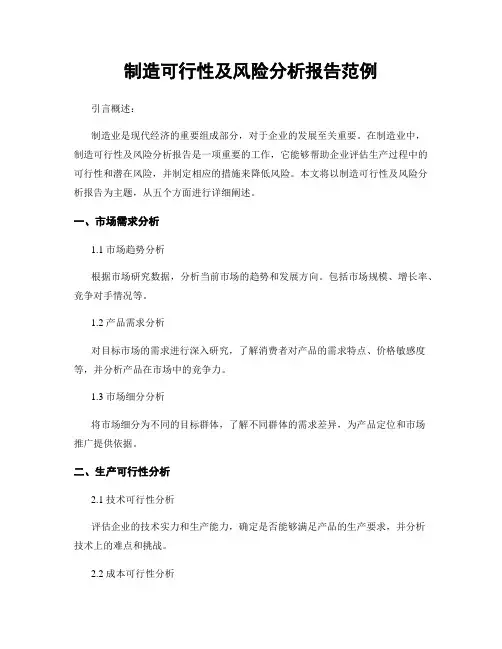 制造可行性及风险分析报告范例