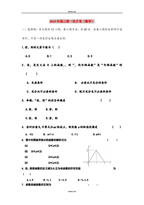 2019年高三第一次月考(数学)