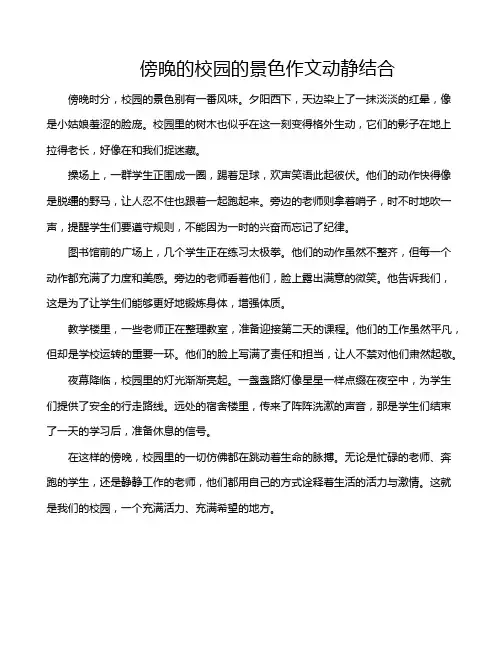 傍晚的校园的景色作文动静结合