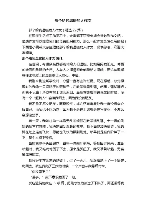 那个给我温暖的人作文（精选29篇）