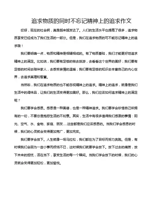 追求物质的同时不忘记精神上的追求作文