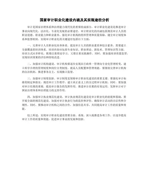 国家审计职业化建设内涵及其实现途径分析