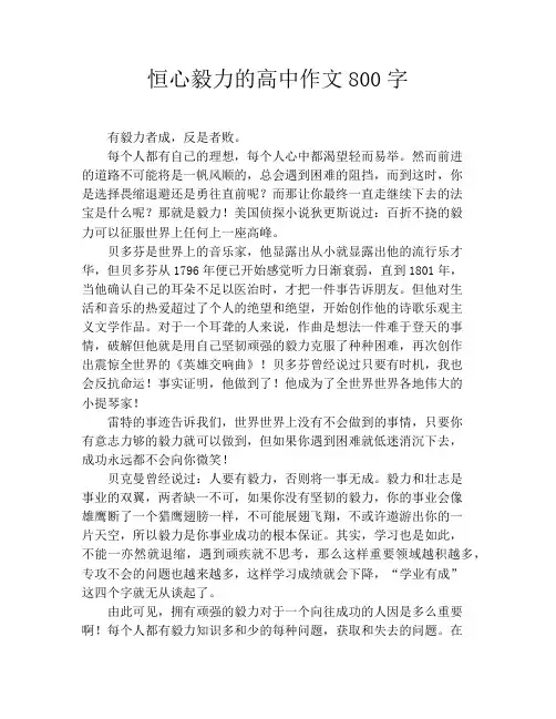 恒心毅力的高中作文800字