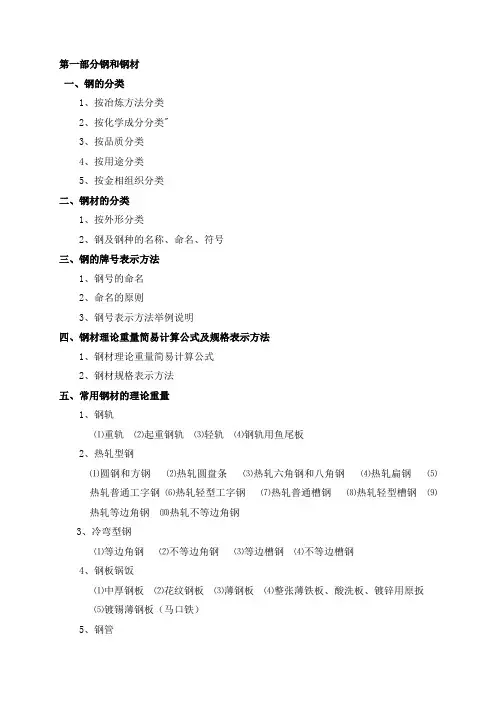 金属材料分类及表示方法
