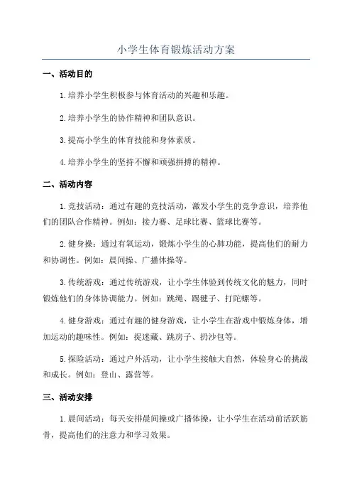 小学生体育锻炼活动方案