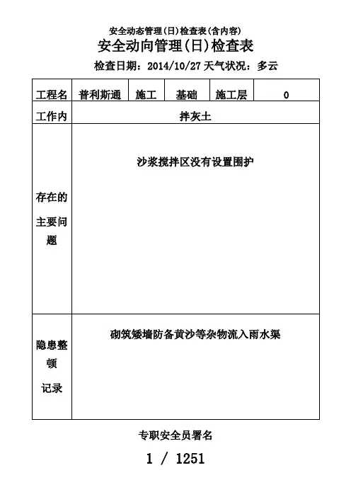安全动态管理(日)检查表(含内容)