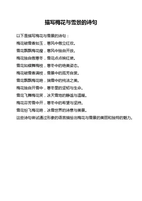 描写梅花与雪景的诗句