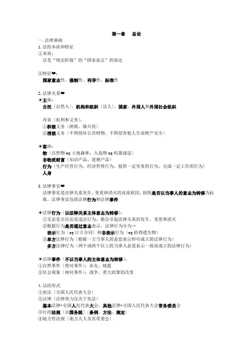 会计初级《经济法基础》第一章《总论》主要知识点