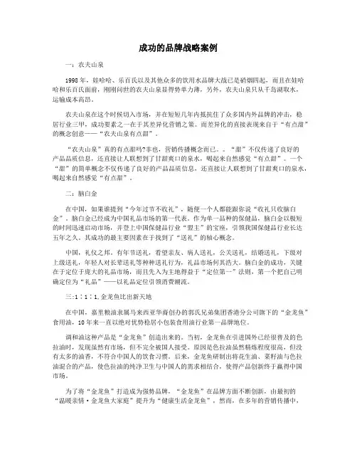成功的品牌战略案例