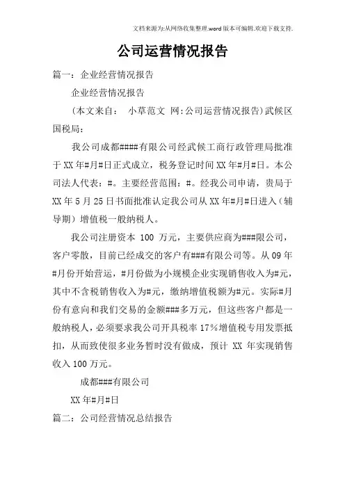 公司运营情况报告