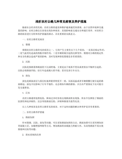 浅析农村公路几种常见病害及养护措施