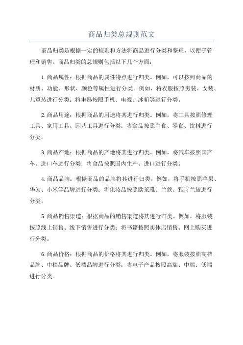 商品归类总规则范文