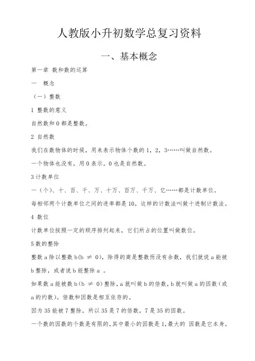 人教版小升初数学总复习资料 53页