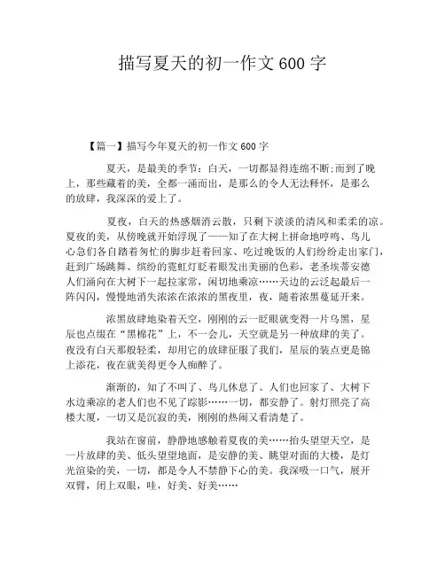 描写夏天的初一作文600字