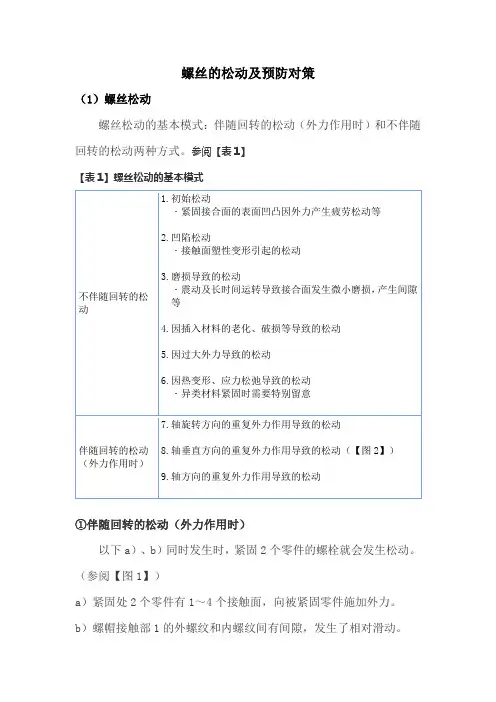 螺丝的松动及预防对策