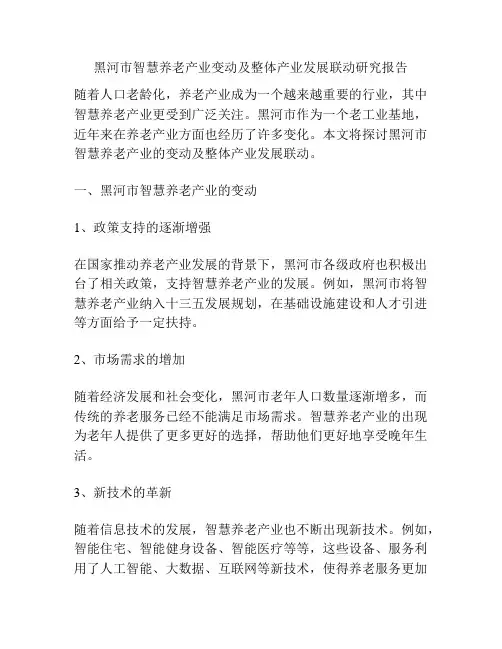 黑河市智慧养老产业变动及整体产业发展联动研究报告