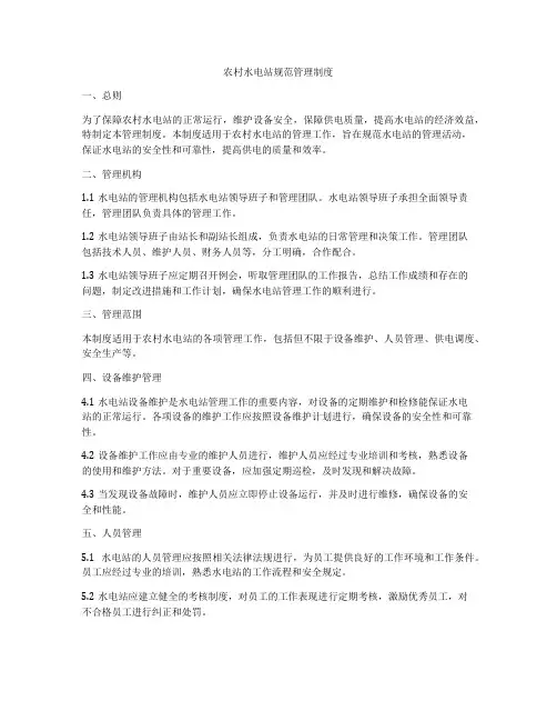 农村水电站规范管理制度