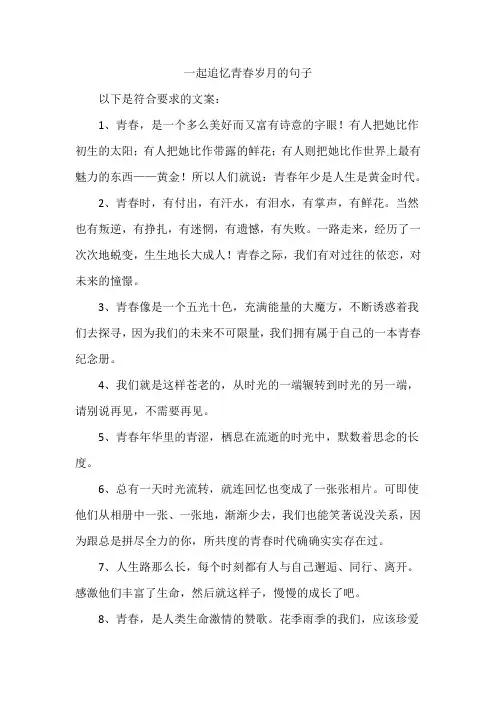 一起追忆青春岁月的句子